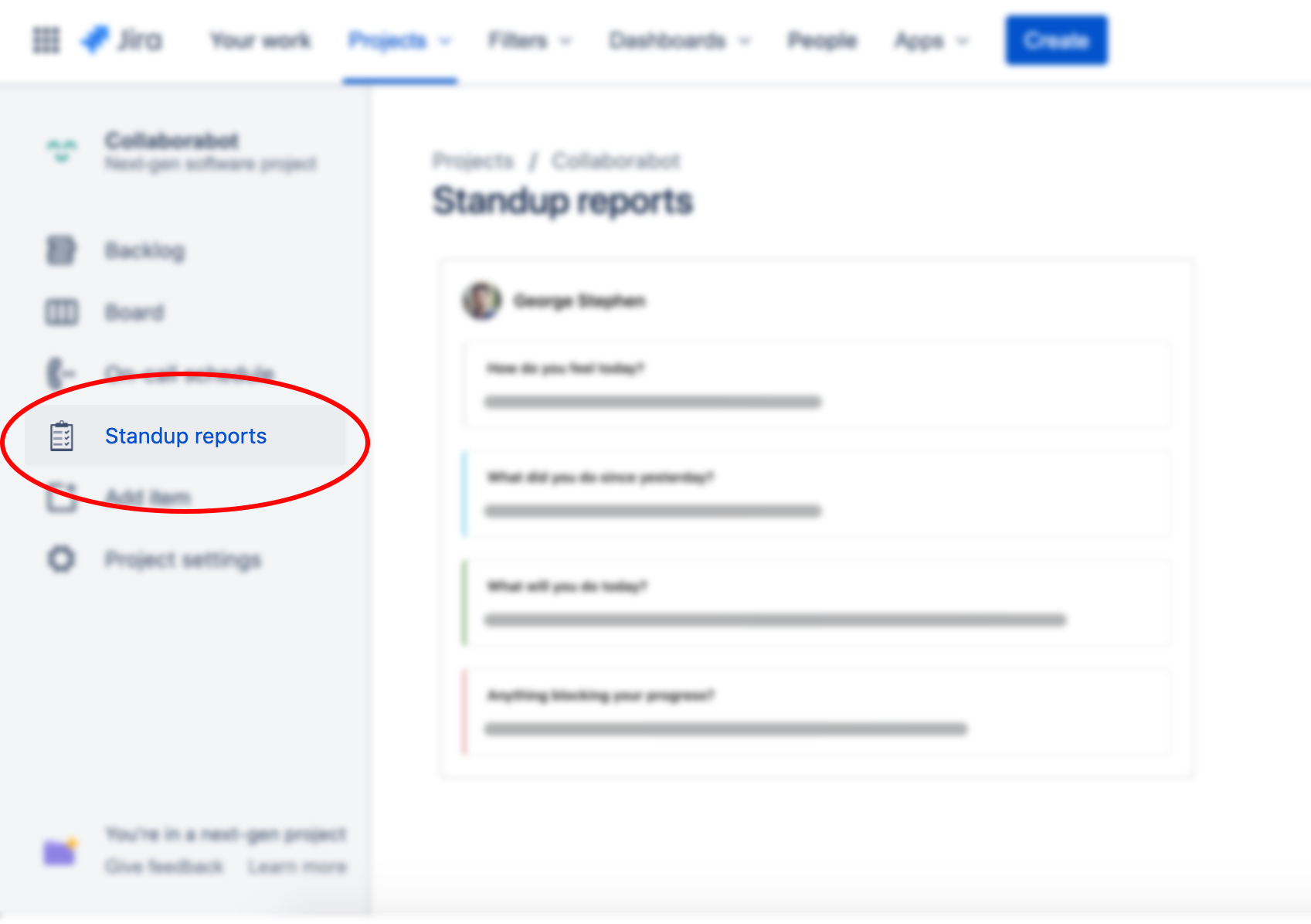 Jira standup reports directly in your project